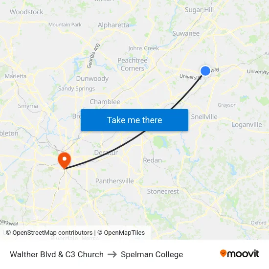 Walther Blvd & C3 Church to Spelman College map