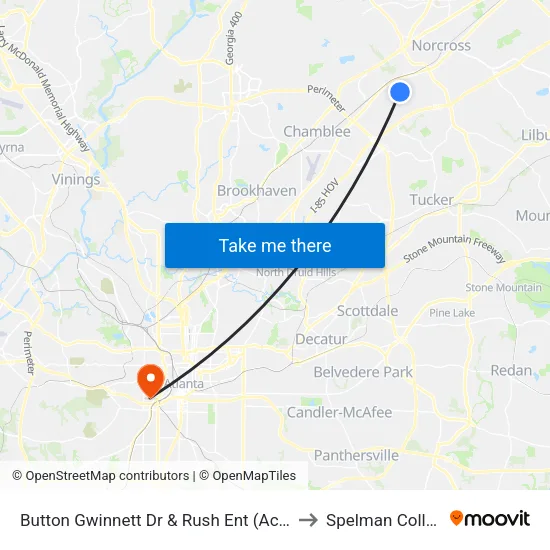 Button Gwinnett Dr & Rush Ent (Across) to Spelman College map