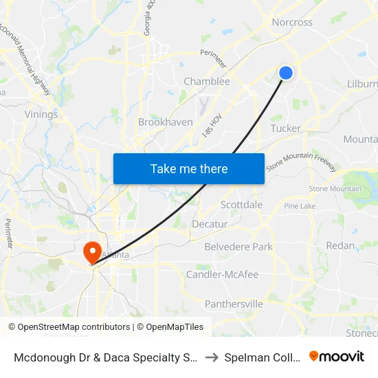 Mcdonough Dr & Daca Specialty Svc Ob to Spelman College map