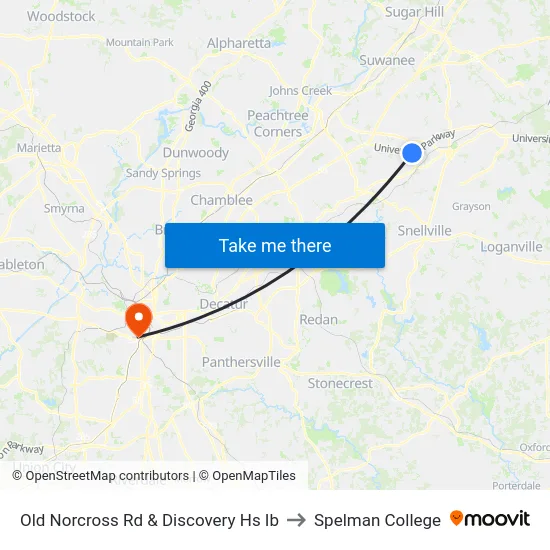 Old Norcross Rd & Discovery Hs Ib to Spelman College map
