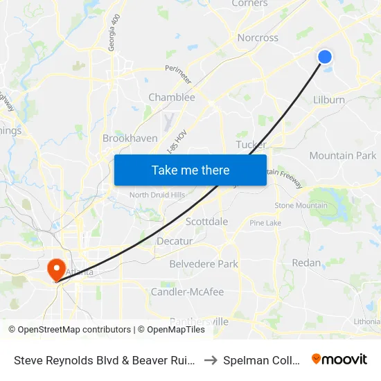 Steve Reynolds Blvd & Beaver Ruin Rd to Spelman College map