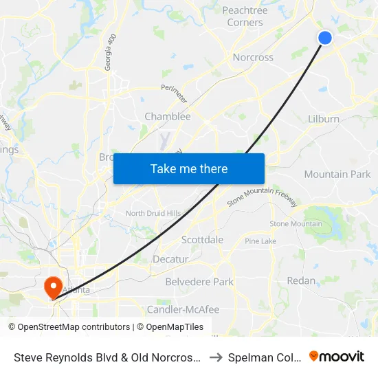 Steve Reynolds Blvd & Old Norcross Rd Ob to Spelman College map