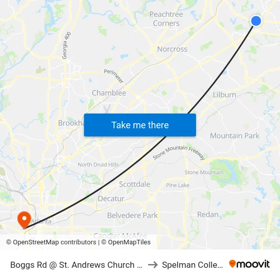 Boggs Rd @ St. Andrews Church Ob to Spelman College map