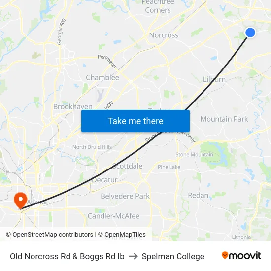 Old Norcross Rd & Boggs Rd Ib to Spelman College map