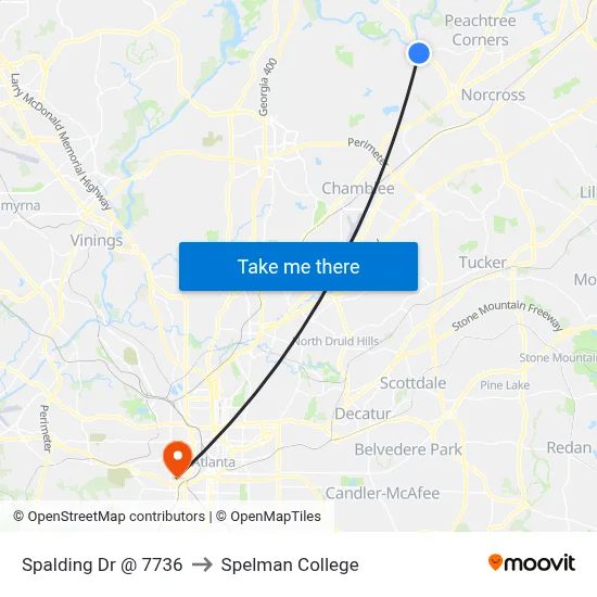 Spalding Dr @ 7736 to Spelman College map