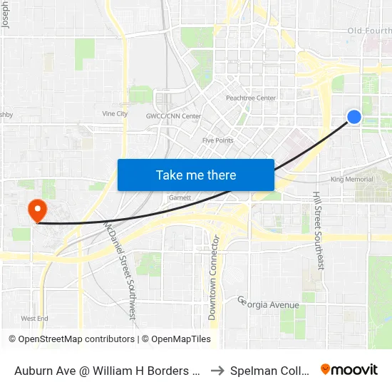 Auburn Ave @ William H Borders Sr Dr to Spelman College map