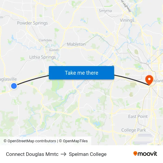 Connect Douglas Mmtc to Spelman College map