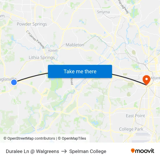 Duralee Ln @ Walgreens to Spelman College map