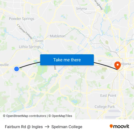 Fairburn Rd @ Ingles to Spelman College map