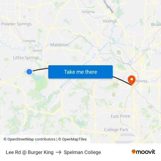 Lee Rd @ Burger King to Spelman College map