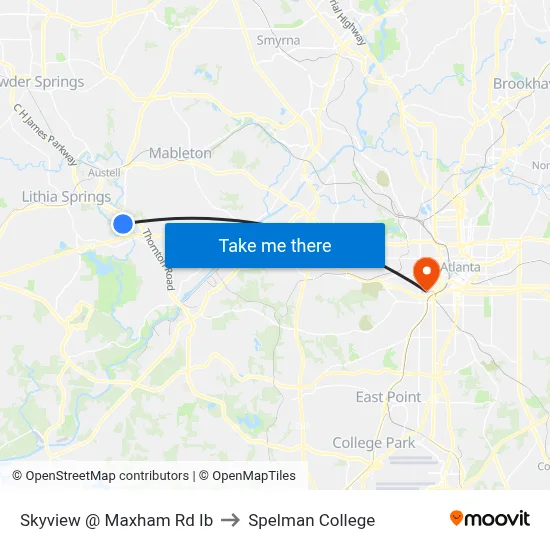 Skyview @ Maxham Rd Ib to Spelman College map