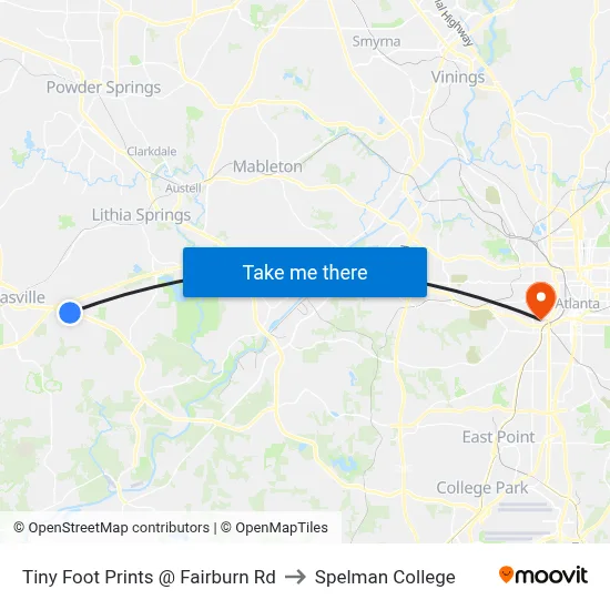 Tiny Foot Prints @ Fairburn Rd to Spelman College map