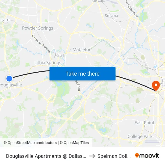 Douglasville Apartments @ Dallas Hwy to Spelman College map