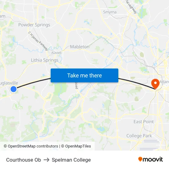 Courthouse Ob to Spelman College map