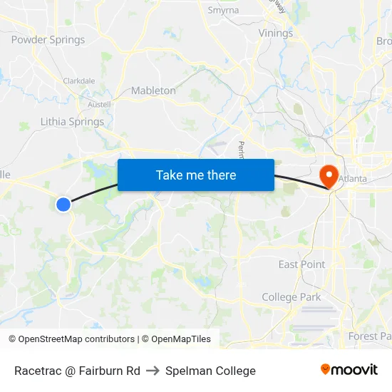Racetrac @ Fairburn Rd to Spelman College map