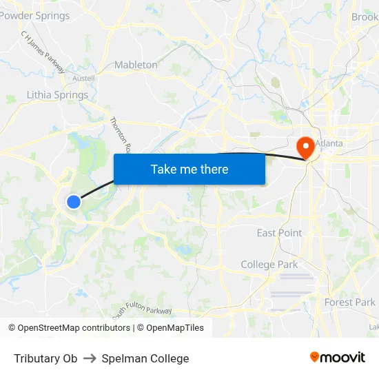 Tributary Ob to Spelman College map