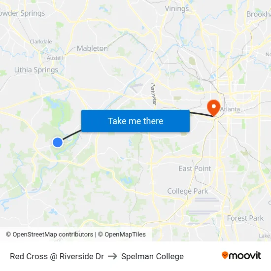 Red Cross @ Riverside Dr to Spelman College map