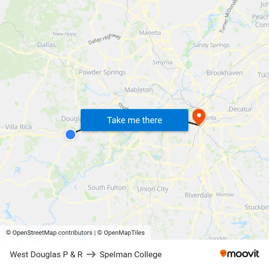 West Douglas P & R to Spelman College map