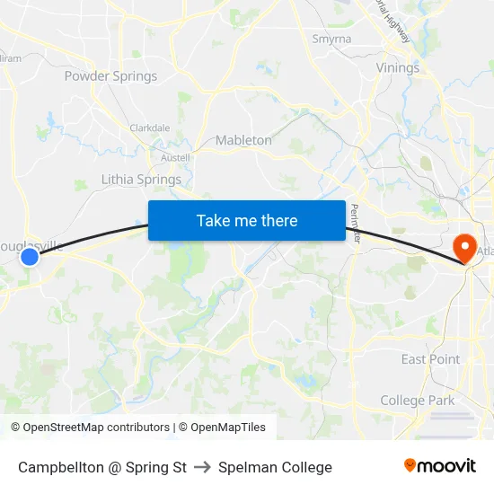 Campbellton @ Spring St to Spelman College map