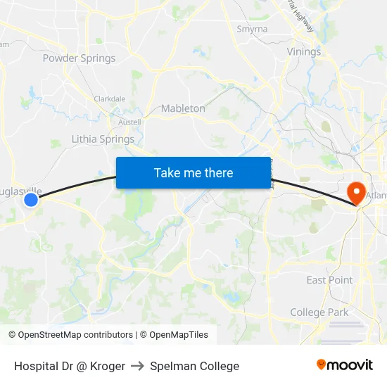 Hospital Dr @ Kroger to Spelman College map