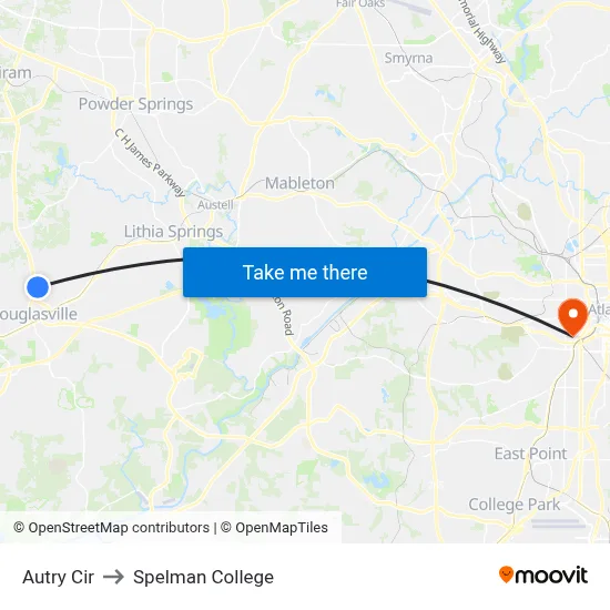Autry Cir to Spelman College map