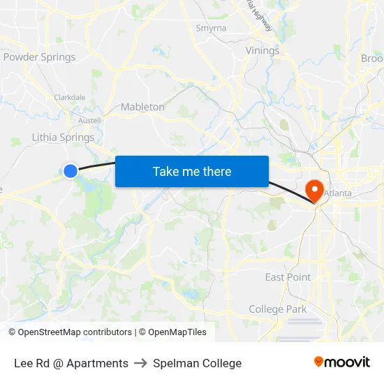 Lee Rd @ Apartments to Spelman College map
