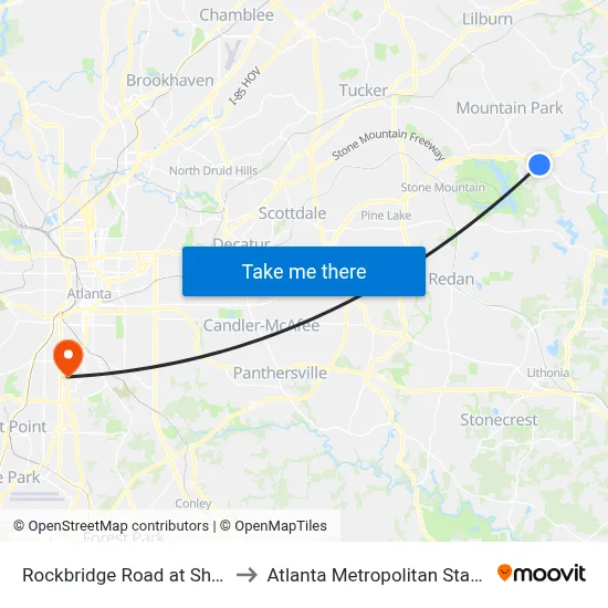 Rockbridge Road at Sharp Trails to Atlanta Metropolitan State College map