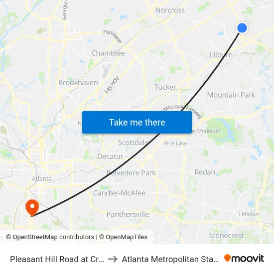 Pleasant Hill Road at Cruse Road to Atlanta Metropolitan State College map
