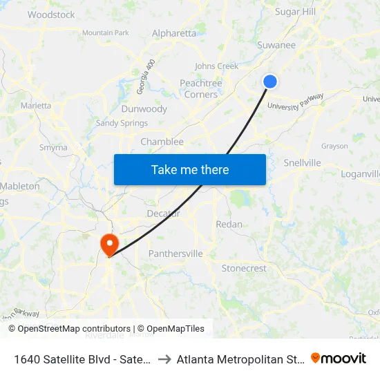 1640 Satellite Blvd - Satellite Blvd @ I to Atlanta Metropolitan State College map
