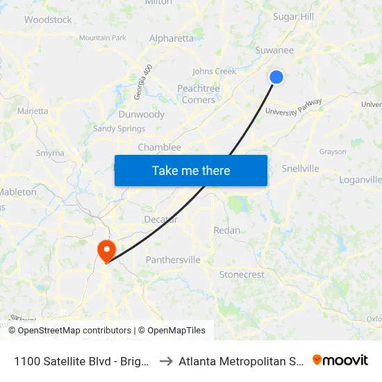 1100 Satellite Blvd - Brightfire Entranc to Atlanta Metropolitan State College map