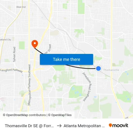 Thomasville Dr SE @ Forrest Park Rd SE to Atlanta Metropolitan State College map