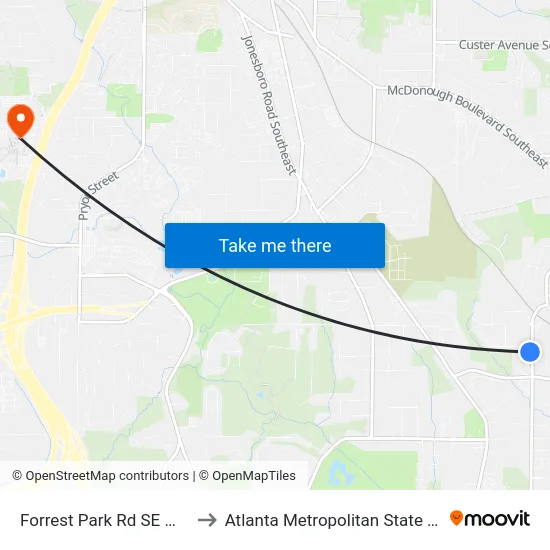 Forrest Park Rd SE @ 2155 to Atlanta Metropolitan State College map