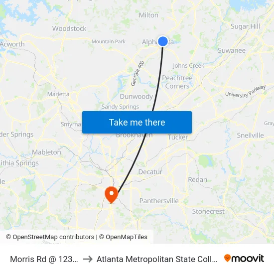 Morris Rd @ 12395 to Atlanta Metropolitan State College map