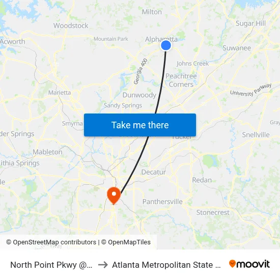 North Point Pkwy @ 4000 to Atlanta Metropolitan State College map