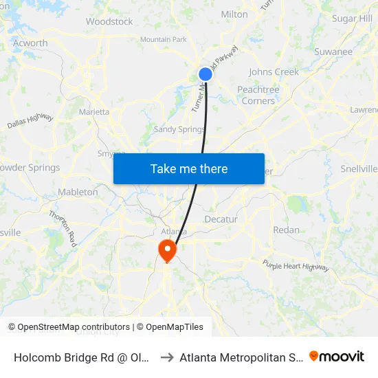 Holcomb Bridge Rd @ Old Dogwood Rd to Atlanta Metropolitan State College map
