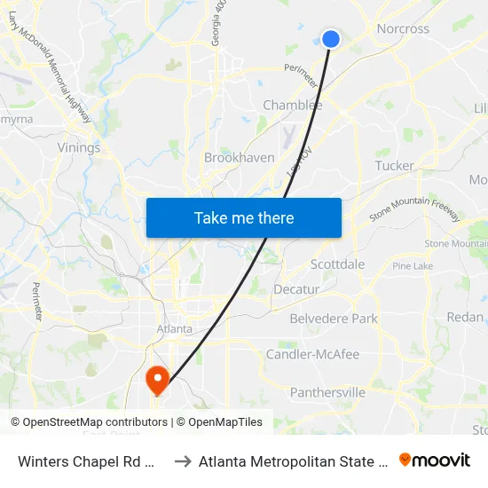 Winters Chapel Rd @ 4920 to Atlanta Metropolitan State College map