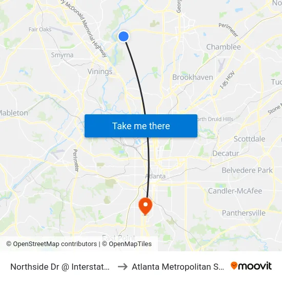 Northside Dr @ Interstate North Pkwy to Atlanta Metropolitan State College map