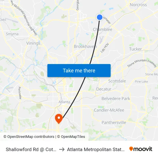 Shallowford Rd @ Cotillion Dr to Atlanta Metropolitan State College map