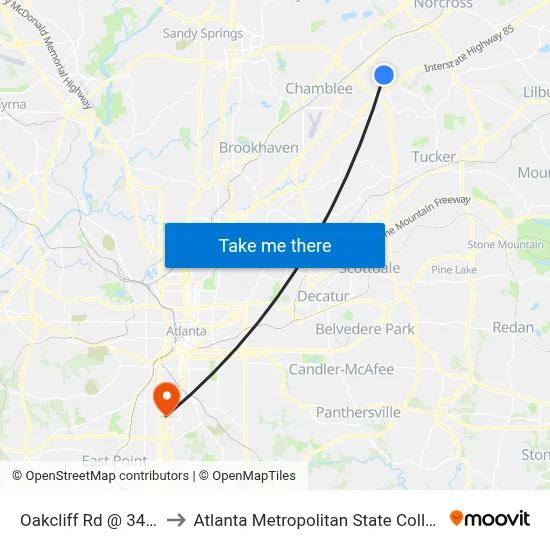 Oakcliff Rd @ 3417 to Atlanta Metropolitan State College map