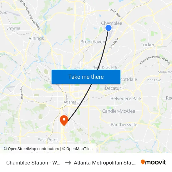 Chamblee Station - West Loop to Atlanta Metropolitan State College map