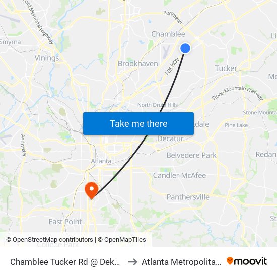 Chamblee Tucker Rd @ Dekalb Technology Pkwy to Atlanta Metropolitan State College map