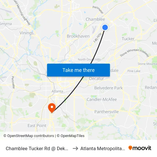 Chamblee Tucker Rd @ Dekalb Technology Pkwy to Atlanta Metropolitan State College map