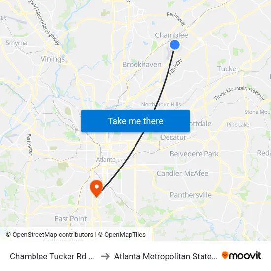 Chamblee Tucker Rd @ 2331 to Atlanta Metropolitan State College map