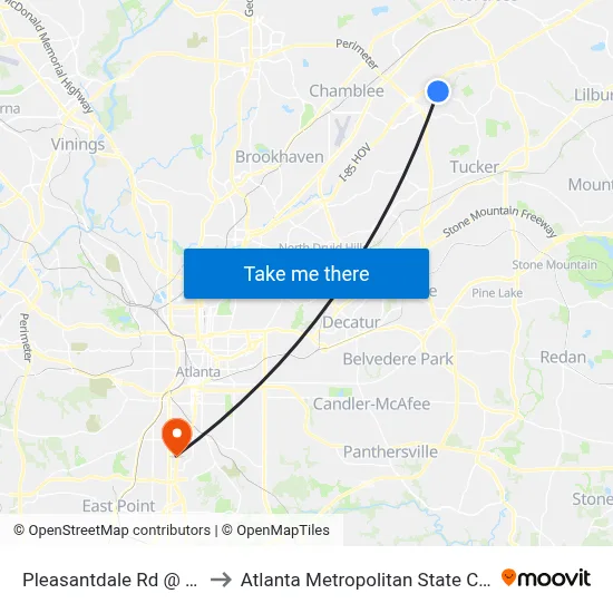 Pleasantdale Rd @ 4021 to Atlanta Metropolitan State College map