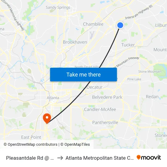 Pleasantdale Rd @ 3772 to Atlanta Metropolitan State College map