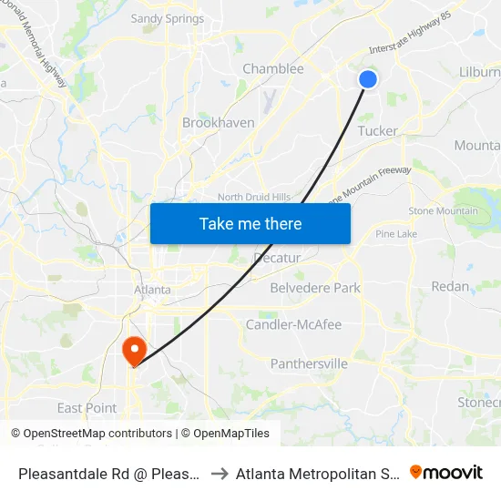 Pleasantdale Rd @ Pleasantdale Pkwy to Atlanta Metropolitan State College map