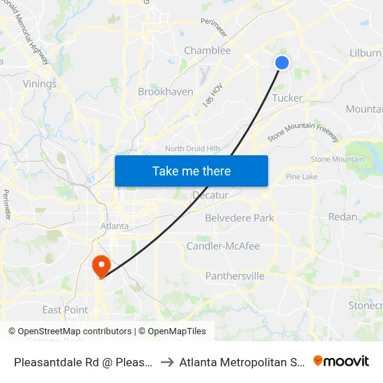 Pleasantdale Rd @ Pleasant Shade Dr to Atlanta Metropolitan State College map