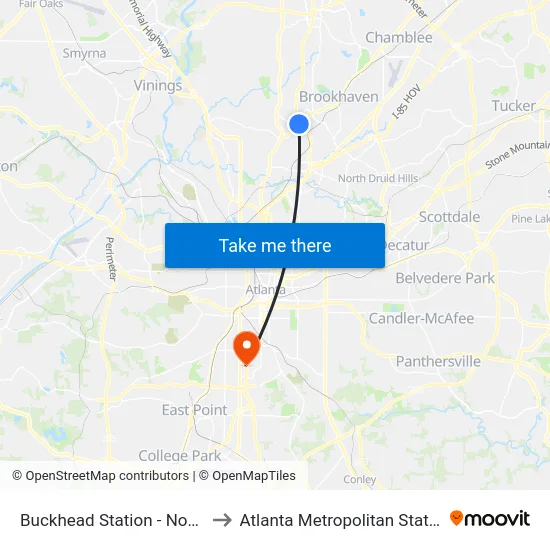 Buckhead Station - Northbound to Atlanta Metropolitan State College map