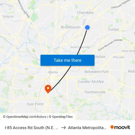 I-85 Access Rd South (N.E. Expy) @ Plaster Rd to Atlanta Metropolitan State College map