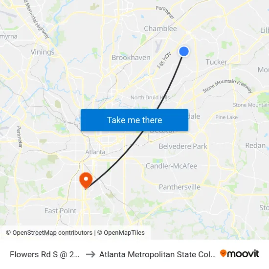 Flowers Rd S @ 2971 to Atlanta Metropolitan State College map